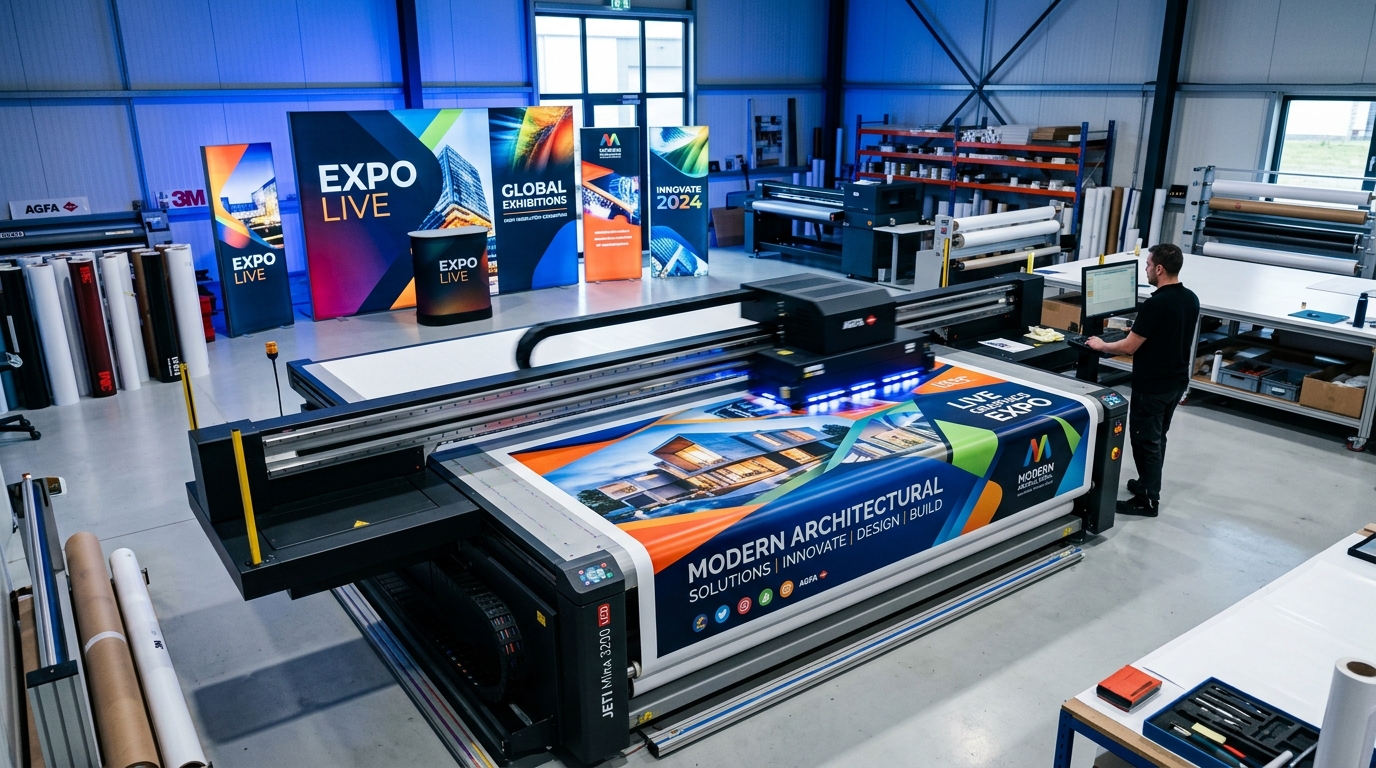 Large format exhibition fabric displays and signage
